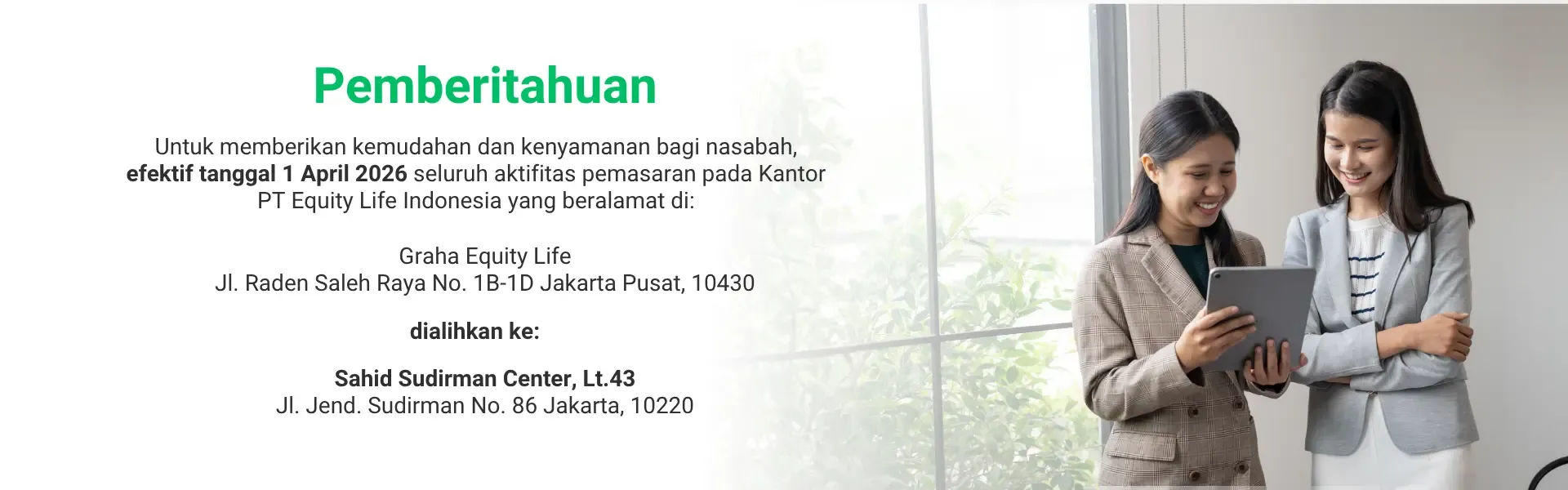 Pengumuman penutupan kantor cabang