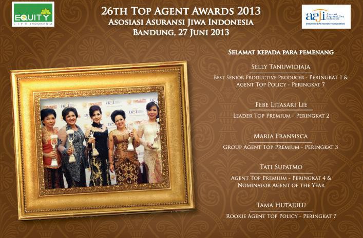  Equity Life Indonesia raih 6 Penghargaan TAA-AAJI 2013, Bandung